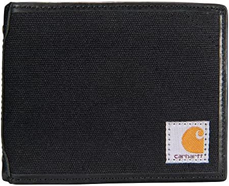 Carhartt Men's Billfold Wallet, Canvas Leather Trim (Black), One Size