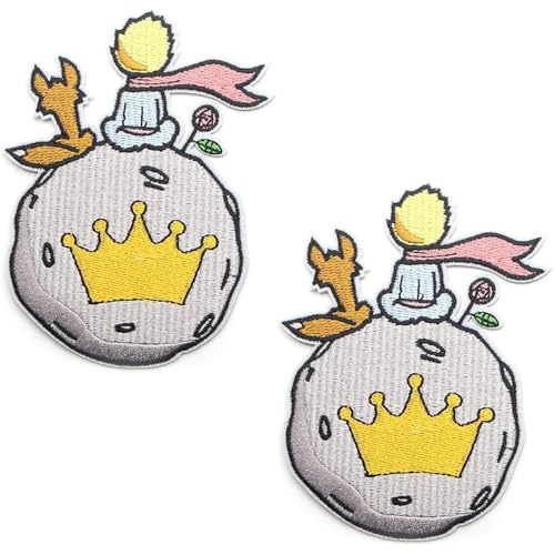 Lot De 2 Écussons Brodés Petit Prince - 8,7 × 11 cm/3,4 × 4,3 Pouces - Badge Thermocollant/à Coudre for Vestes, Sacs, Chapeaux - Appliqué De Couture Vintage