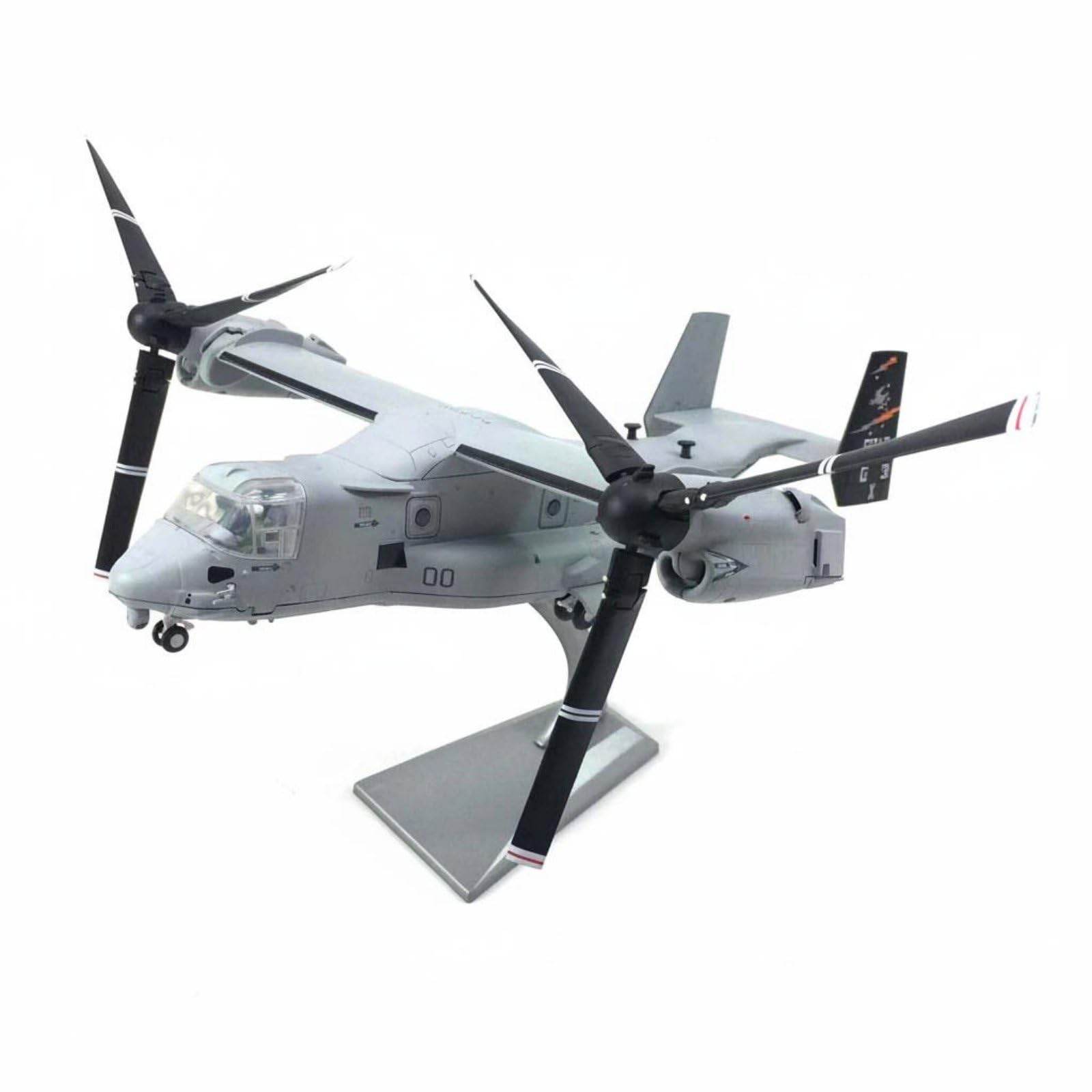 Réplica de Avión de Aleación Convertiplano a Escala 1 72 con Detalles Estructurales Hélices Móviles Base Estable Adecuada para Coleccionistas, Cola Negra