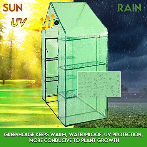 Giantex Walk-In Greenhouse, 4 Tier 8 Shelves, Portable Plant Garden House Indoor Outdoor Mini Growing House For Herb Flower Succulent, Zipped Door, Metal Frame, Patio Lawn Yard #TOP5