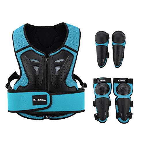 Kids Motorcycle Armor Suit Dirt Bike Gear Riding Protective Gear Chest Protection for Motocross Cycling Skateboard,Skiing,Skating,Off-road (Blue)