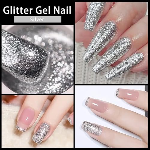 Esmalte de uñas con purpurina platino chrome set 2 miniatura 3