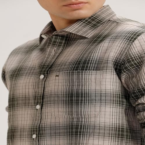 Image of BASICS Cotton-Linen Blended Men's Shirt | Slim Fit | Everyday Smart Casual Wear | Full Sleeve