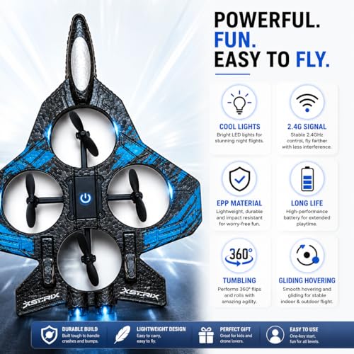Image of RC Jet Airplane for Kids & Adults with Remote Control, 2.4GHz High Speed RC Plane Toy with LED Lights, Easy to Fly Remote Control Jet Plane for Boys Girls Outdoor Flying Toy (Blue)