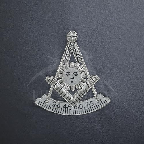Image of Masonic Past Master Apron Case Black Imitation Leather - Hand Embroidered (Silver Emblem), MM Provincial Size | Freemason Carrying Bags