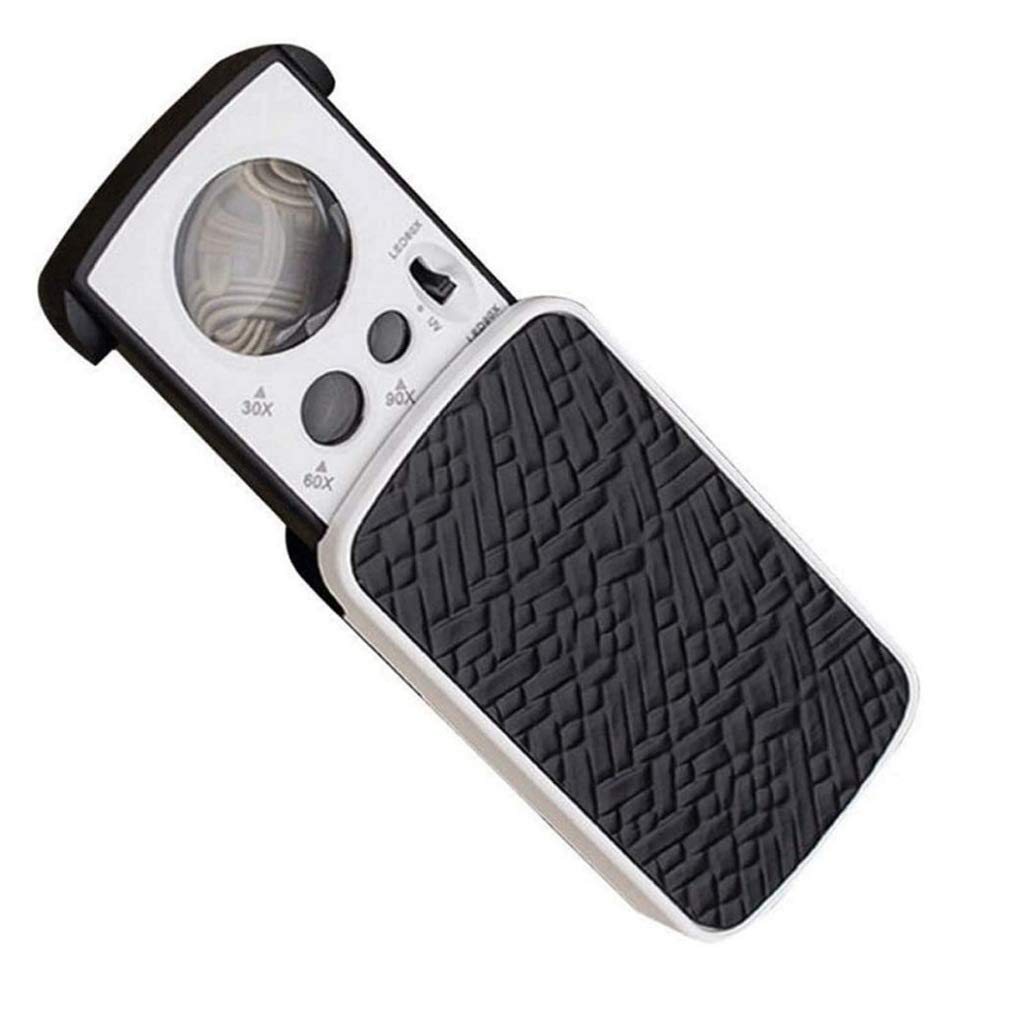 SHYPYG LED Lighted Slide Out Pocket Magnifying Glass - 10X 20X and 30X Multi-Power Small Portable Loupe Magnifier with UV Black Light Best for Jewelry, Diamonds, Gems, Coins, Stamps