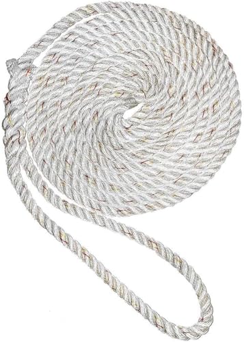 New England Ropes 3/8" Premium 3-Strand Dock Line - White w/Tracer - 15'