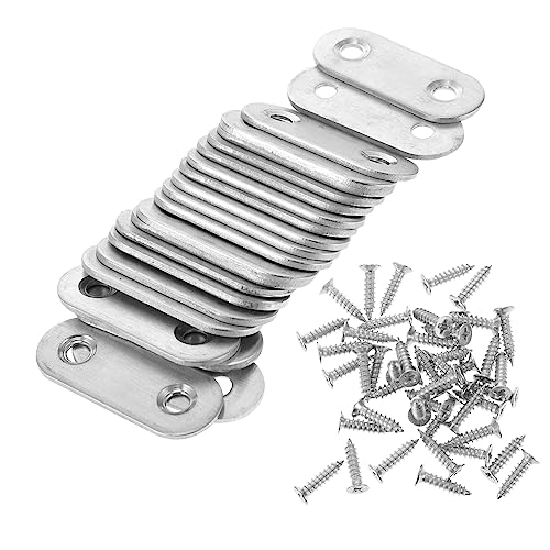ARTIBETTER 22 Pack Stainless Steel Straight Brackets Flat Mounting for Wood Furniture Repair