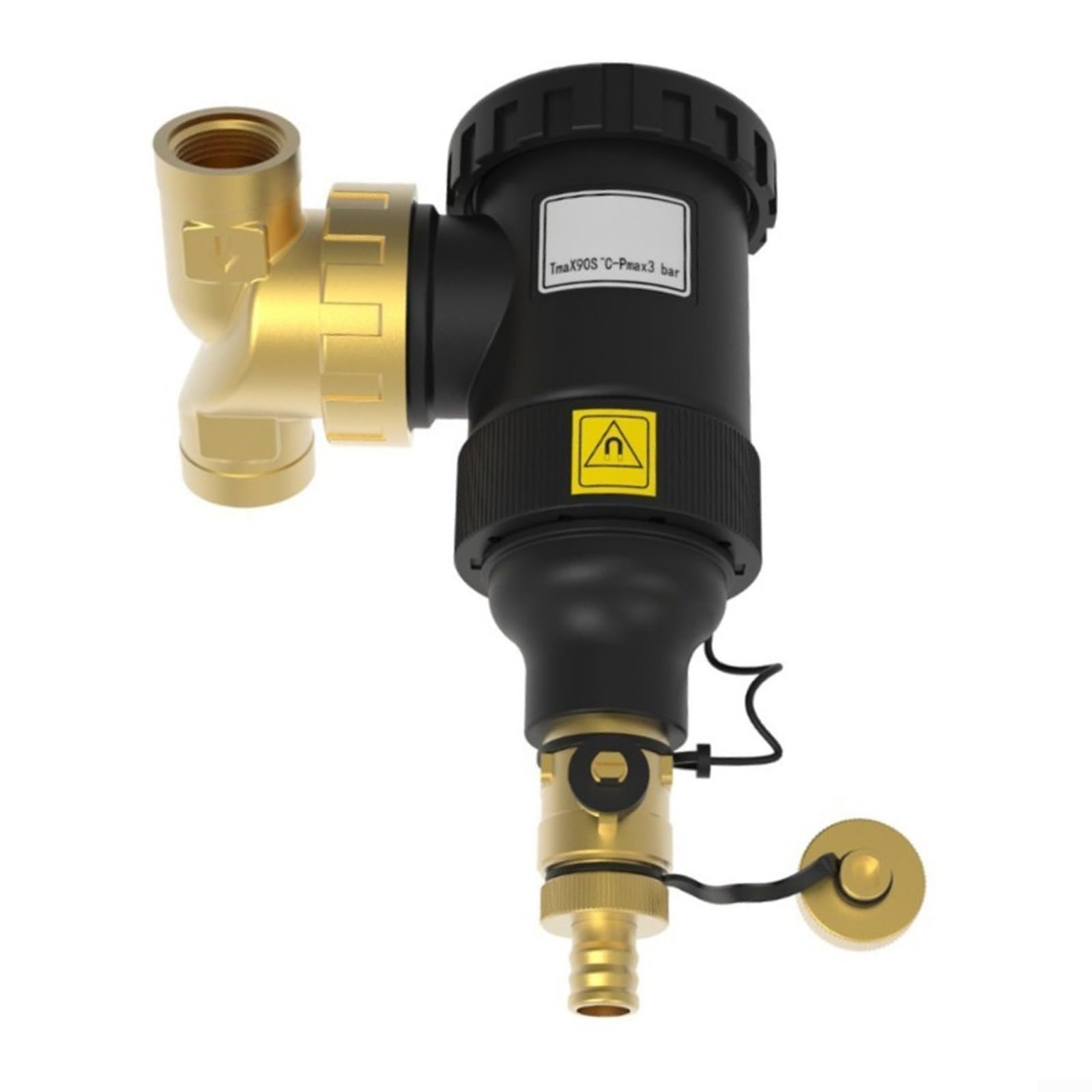 Separatore magnetico per fanghi per filtrazione dello sporco della caldaia, struttura in plastica e ottone, compatibile con acqua non corrosiva (DN25/1" femmina)