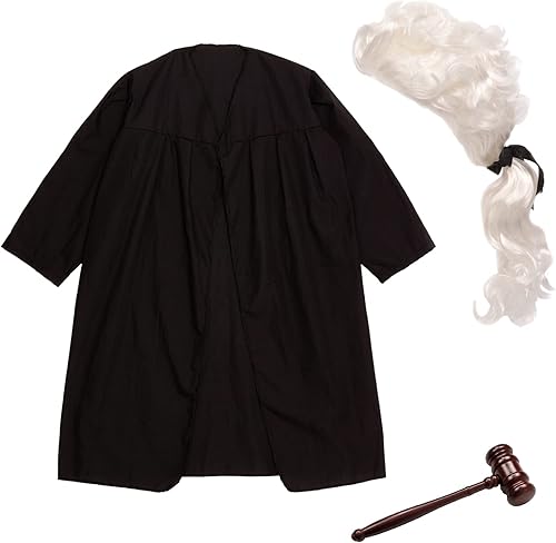 Vista 5 de Tigerdoe Disfraz de juez para niños, juego de 3 piezas de juez para niños, accesorios de disfraz de juez, disfraz de Halloween para niños, peluca