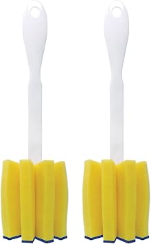 LOLA Glass & Jar Foam Sponge Brush, 2 Pack, Star Shaped w/Non-Scratch Blue Scrubber Top, Perfect for Glasses, Mugs, Bottles, Dishwasher Safe