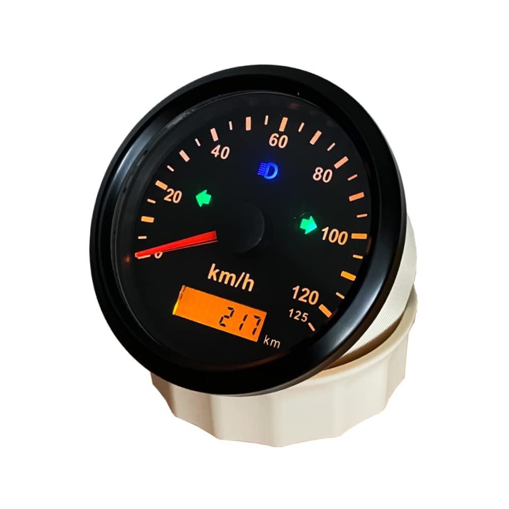 Compteur de vitesse GPS universel 0-125 km/h Compteur kilométrique Kilométrage 85 mm (3 3/8 pouces) avec rétroéclairage 9-32V