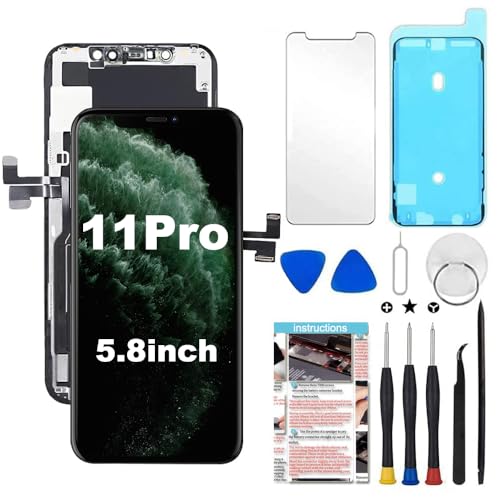 for iPhone 11 Pro Screen Replacement 5.8 inch (Model A2160 A2217 A2215) 3D Touch LCD Display Digitizer Assembly with Repair Tools