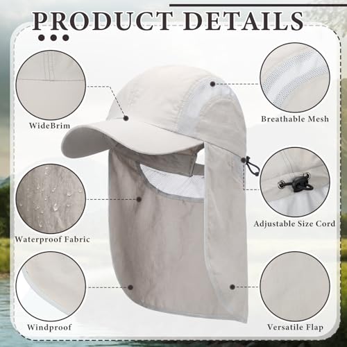 Image of Newcotte 3 Pcs Sun Hat for Men with Neck Flap 3 Cooling Arm Sleeves UV50+ Sun Protection Large Brim Baseball Hats for Outdoor
