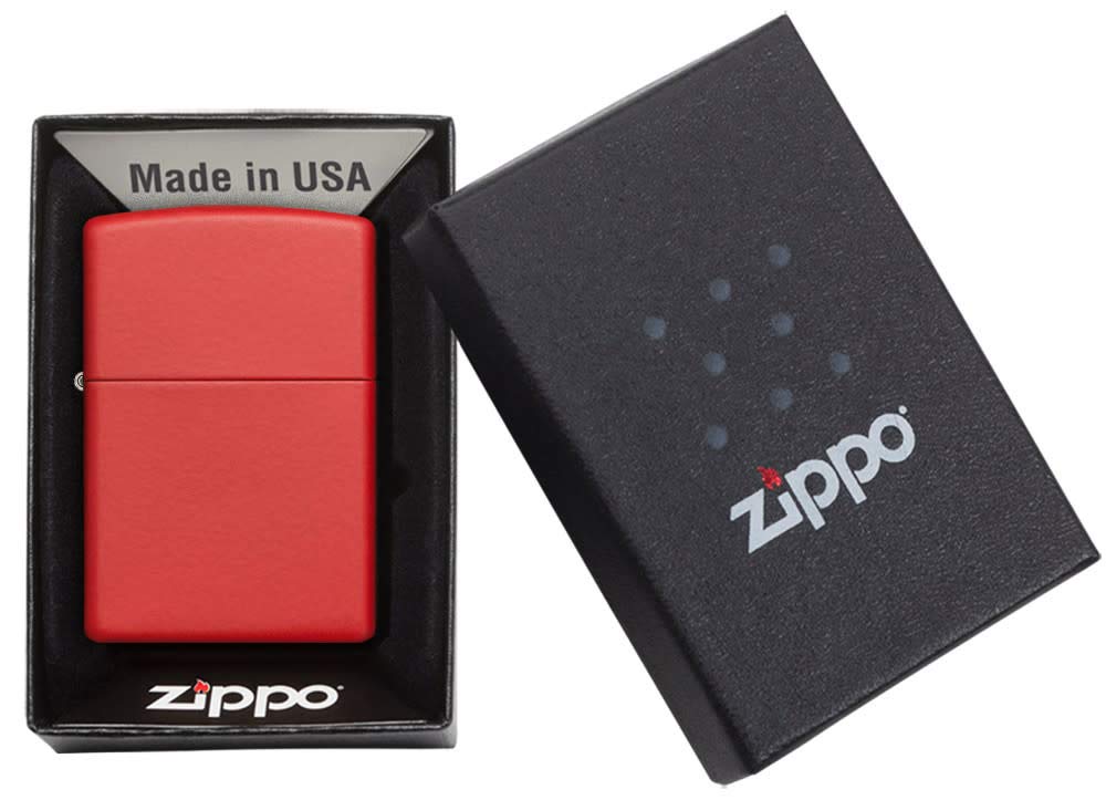 Zippo Zapalniczka Sztormowa, Czerwona Matowa, Model Podstawowy, Wielokrotnego Użytku, Wiatroszczelna Konstrukcja, Pudełko Prezentowe, Wyprodukowana w USA