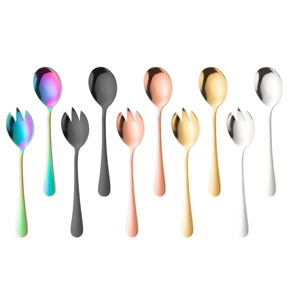 Juego de cubiertos para ensaladeras con tenedor para ensalada plateada y colores