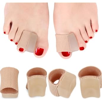 Tubular Bandages Silicone Toe Straightener Pack of 4 Gel Toe Separator for and Hammer Toe Hallux Valgus Correction Overlapping Toes Silicone Toe Separator