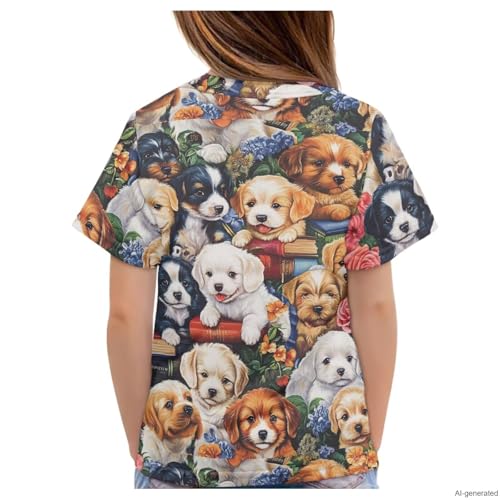 Image of WELLFLYHOM Kids Tshirts Girls Boys Short Sleeve Crewneck Tees Shirts Casual Sport Pullover Tops Size 3-16 Years
