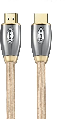 10-meter 4K HDMI Cable - Ultra High-Speed HDMI 2.0, Supports 4K @ 60Hz, HDR, 18Gbps, ARC, 3D, Ethernet - Perfect for HDTV, Gaming Consoles, Blu-Ray, and More (Gold Cotton)