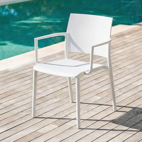 IDIMEX Lot de 4 chaises de Jardin Terra Blanc pour extérieur et terrasse, avec Protection résitance aux UV