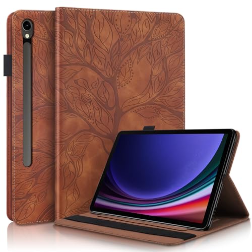Étui de protection Samsung Tab S10+ / S8+ Plus en cuir synthétique premium marron
