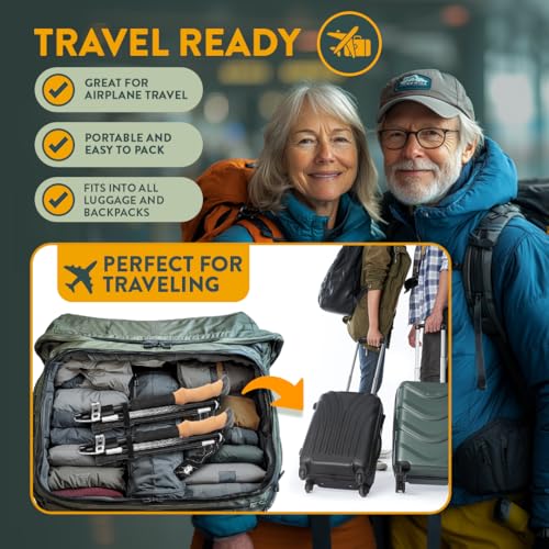 Image of Premium Foldable Hiking Poles by USA Brand - Adjustable, Lightweight Trekking Poles Made of Aircraft Aluminum, Metal Locks Cork EVA Grips (Cork - Black, 100-120 cm for Height: 5'9 inch and Smaller)