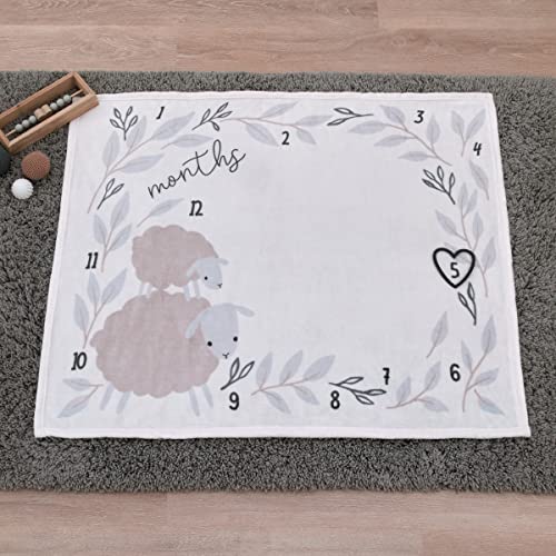 Image of NoJo Together is Better White, Gray, and Taupe Mama and Baby Lamb Milestone Blanket