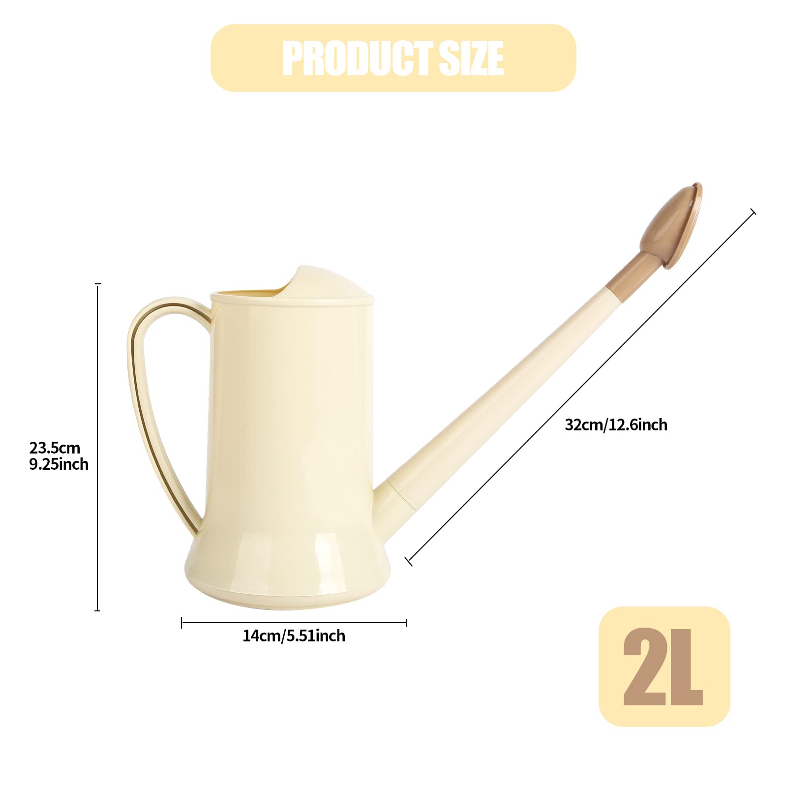 Annaffiatoio portatile da 2 l, per giardinaggio e giardinaggio, con beccuccio lungo, in plastica, strumenti per irrigazione (blu scuro, taglia unica