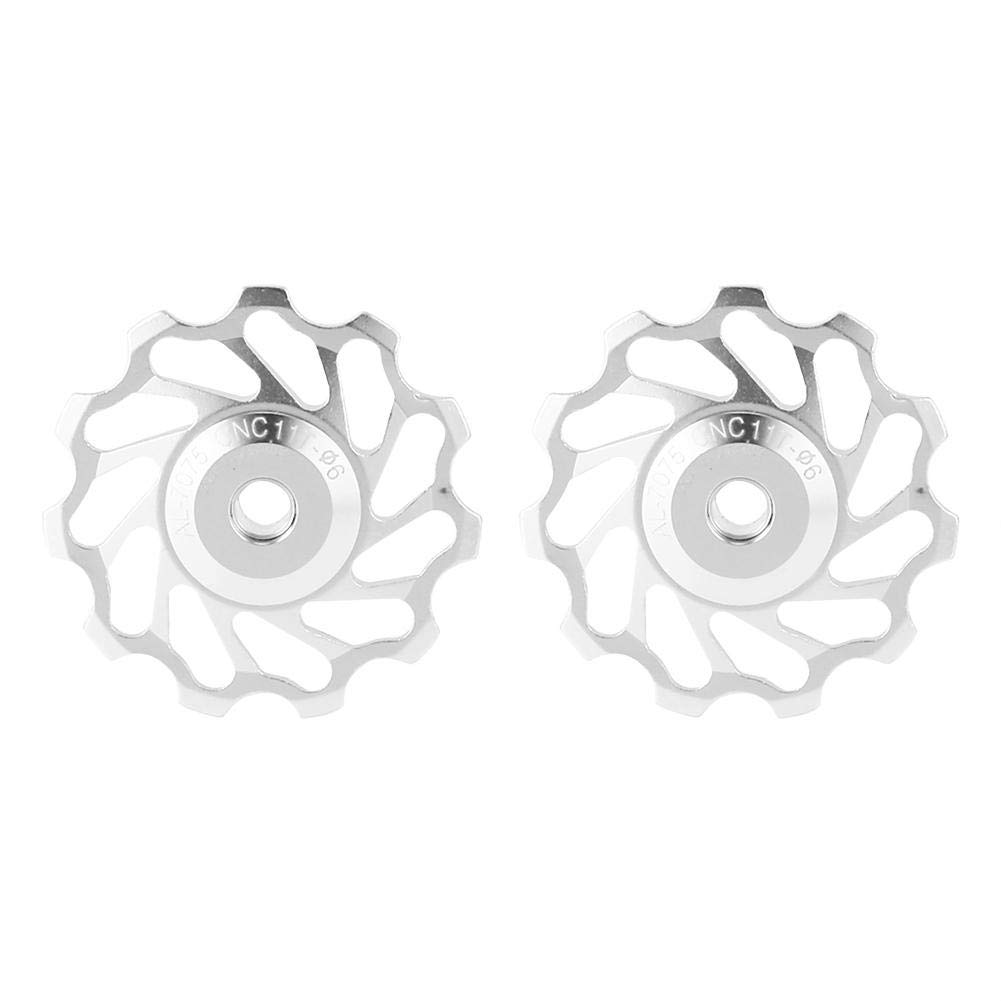 Elprico Ruota Fantino per Bici, 2 Pezzi puleggia in Ceramica puleggia in Lega di Alluminio Guida deragliatore Posteriore Accessorio per Bici (11T-Argento)