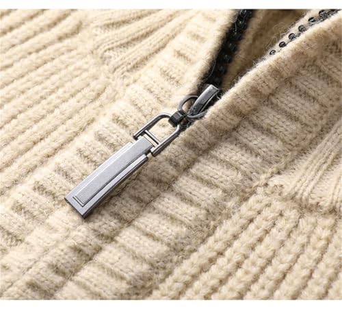 Men's Zipper Lapel Thick Casual Long Sleeve Knitted Sweater3