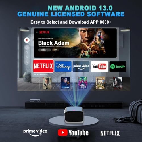 Image of Cubonic Adnova LED Projector Android 12.0 /Electric Focus with WiFi 6 and Auto Keystone,18000Lumens,Full HD 1080P 4K Supported 360 Angle Adjustment Video Home Theater A10,Grey