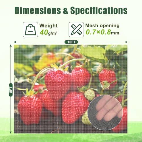 Image of FEED GARDEN Garden Netting 8x10FT Ultra-Fine Mesh PE Cover for Vegetables Fruits Garden Row Cover Raised Bed Durable Protection from Birds Animals