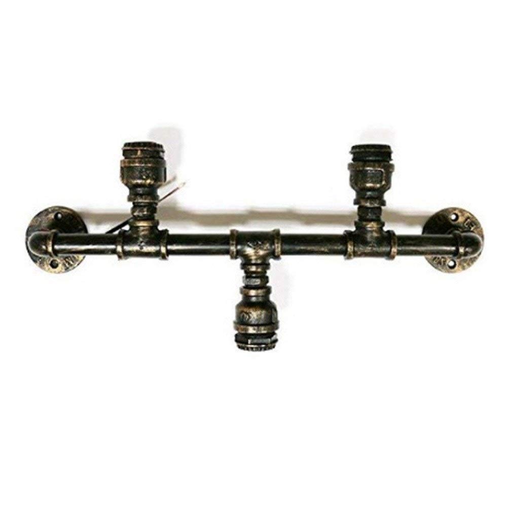 SXSCARKX American Country Vintage Industrial Retro Metal Water Pipe Wall Lamp Barn 3 Edison Light Sources Steampunk Copper Finish for Bar, Restaurants, Coffee Shop, Club Decoration Needed