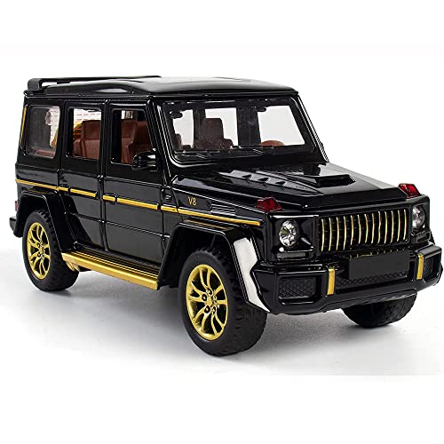 Image of DEUSON ECOM 1:24 Scale G Wagon Toy Car for Kids Diecast Metal Model G63 Light Sound Pullback Openable Door, Black