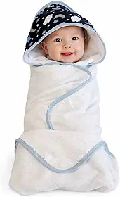 Toalha de Banho com Capuz para Bebê, Estampa Céu, 70x70cm, Forro Fralda 100% Algodão, Absorvente, Hipoalergênica e Macia (Marinho)