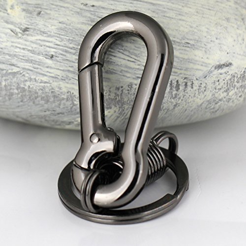Image of maycom Retro Style Simple Strong Carabiner Shape Keychain Key Chain Ring Keyring Keyfob Key Holder (Black)