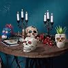 Beeveer 6 Sets Mexican Sugar Skull Crafts for Adults Skulls to Paint Skeleton Planter Paintable Ceramics Classroom Paintable Plant Pots to Paint for DIY Project Activity Decor #5