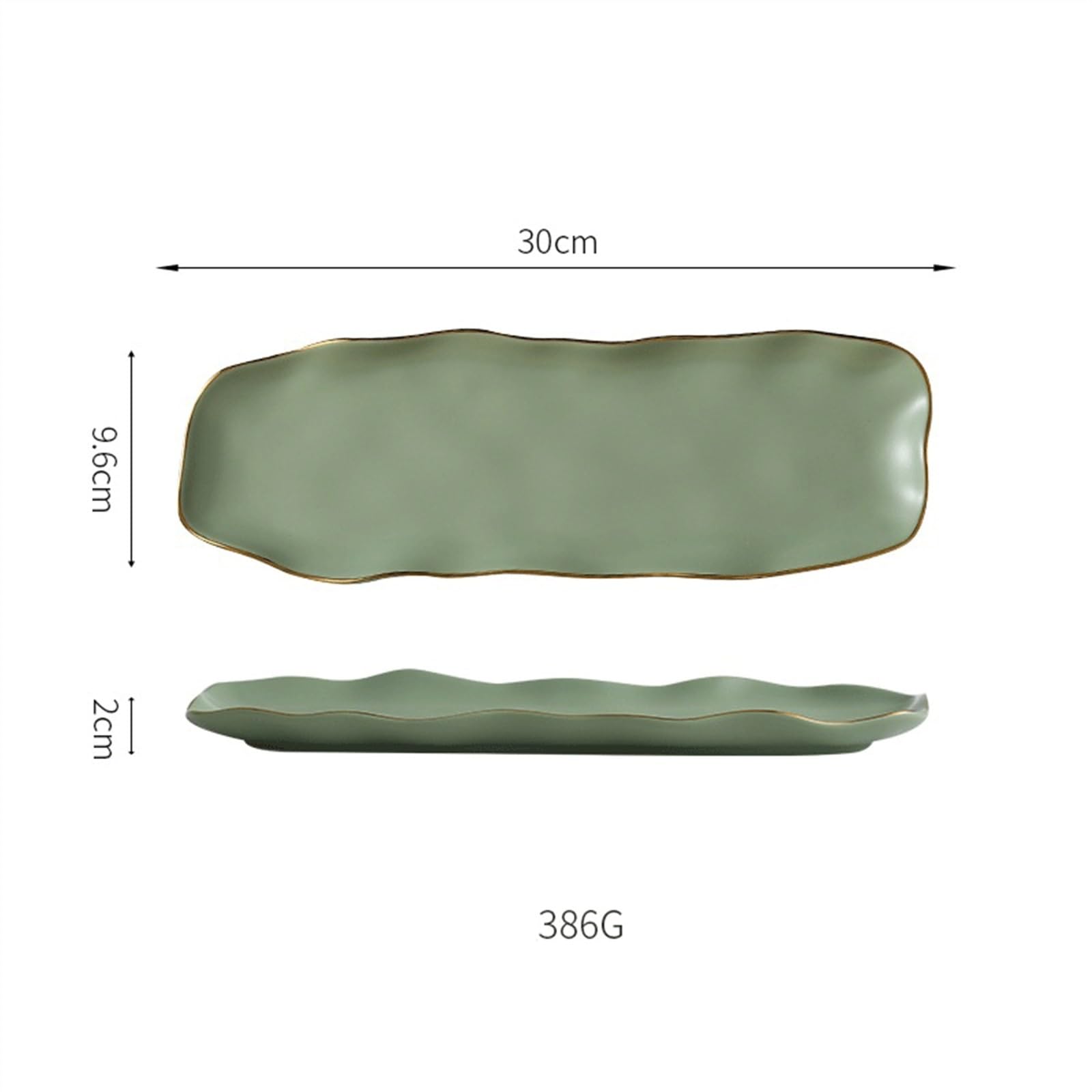 Talerze Deserowe Ceramiczny prostokątny talerz gotowanie w domu Sashimi nieregularny do Sushi Dim Sum płytki ciasta zastawa stołowa Zastawa stołowa(Green,30cm)