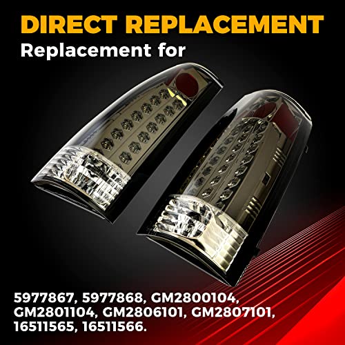 Ecotric Tail Light Compatible With 1988-2000 Chevy Gmc Suburban C/K 1500 2500 3500 Suburban Blazer Tahoe Yukon Pickup Pair Led Smoked W/O Bulbs Replacement For Gm2800104 Gm2801104 5977867 5977868 #TOP3