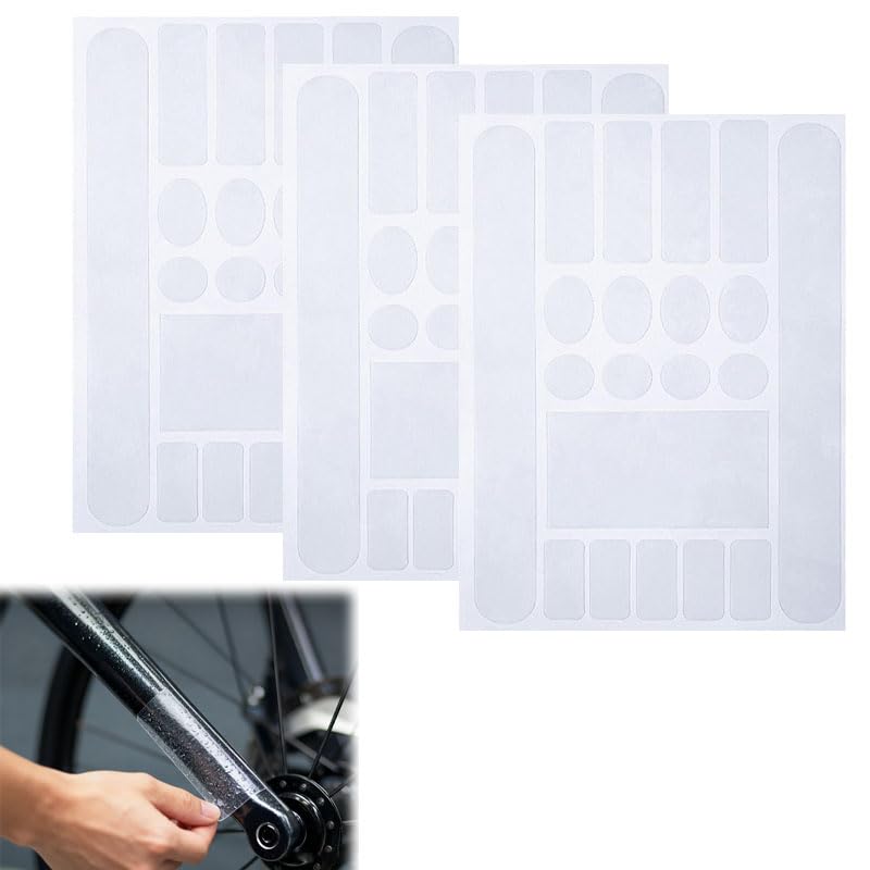 Vmoomax 3 Pack Bike Frame Protector Set, Durable Adhesive Stickers for Scratch Prevention, Waterproof Frame Guard Patches in Multiple Shapes for Mountain Bikes, Road Bikes and Daily Riding Protection
