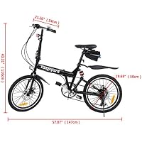 Ridgeyard Bicicletta pieghevole 20 pollici a 6 marce Bici pieghevole + LED  batteria + borsa sella + campana bici (nero) : Amazon.it: Sport e tempo  libero