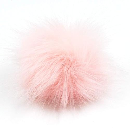 Paquete de 6 pompones de piel de zorro sintética de 3.9 pulgadas3.9 in, pompón peludo con lazo elástico para hacer punto, manualidades, sombrero,