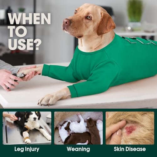 Image of Kuoser Dog Surgery Suit Female Spay, Dog Recovery Sleeves for Front Legs, Prevent Licking Recovery Suit for Dogs, Pet Surgical Suit Doggie Onesie, Puppy Elbow Protector for Leg Injuries and Joint Pain