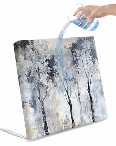 2 Pack Grey Forest Waterproof Cushion Covers with Ties, Outdoor Patio Chaise Lounge Chair Seat Cushion Slip Covers Replacement(Only Cover) Abstract Vintage Oil Painting Trees 22