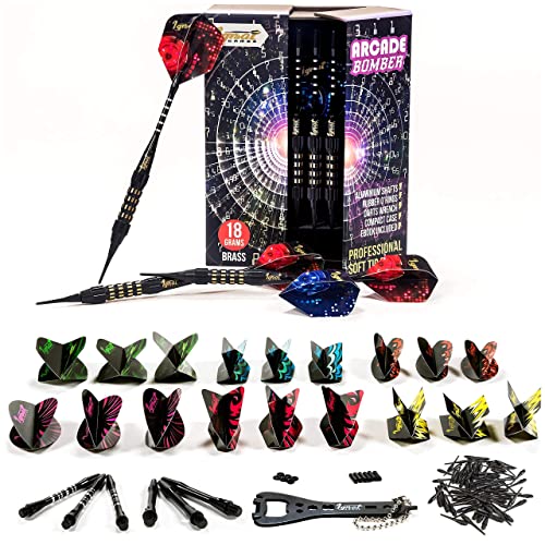 IgnatGames Plastic Tip Darts Set - Soft Tip Darts for Electronic Dart Board + Dart Flights and Accessories Sets of Different Shape Darts Flights and Flights Protectors, Darts Accessories Kit