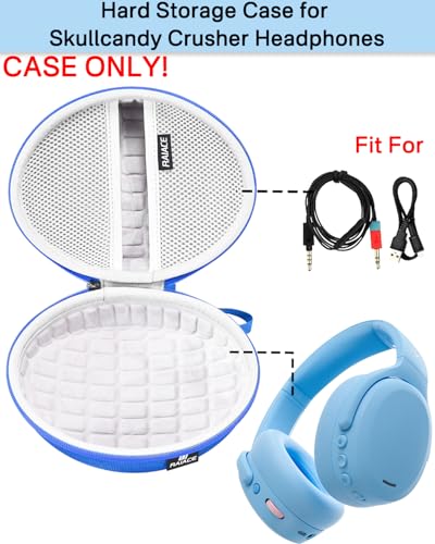 Image of Hard Travel Carrying Case Compatible with Skullcandy Crusher Over-Ear Headphones. (Case Only, Not Include The Device) (Blue)