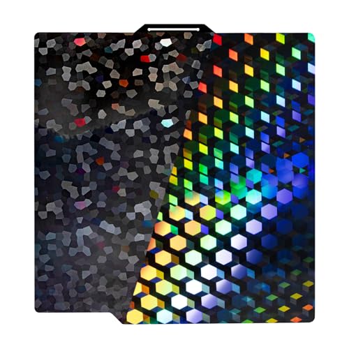 IdeaFormer-3D Holographic PEG Build Plate for Bambu Lab X2D P2S P1S P1P X1C X1 A1 Rainbow Hex Glow+Water Cube Smooth Spring Steel Effect Sheet X2D P2S P1S X1C A1 Bed Plate for Bambu Labs 256x256mm