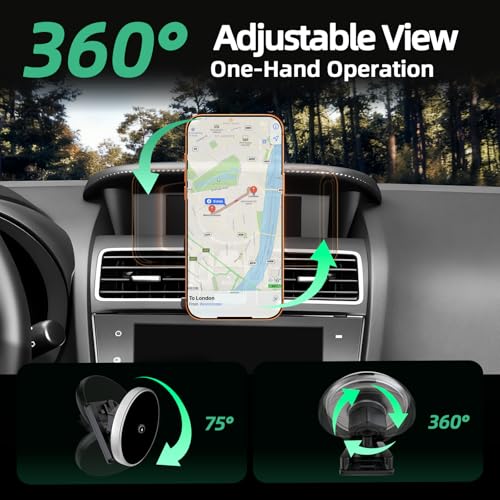 Image of Car Cell Phone Holder for Subaru Forester (2014-2018), Magnetic Phone Holder, Magsafe Car Mount Charger, Dashboard Phone Holder, Cell Phone Automobile Cradles, 15W Wireless, 360 & Hands Free