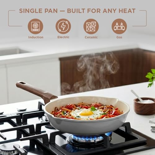 Image of Vinod Ceravit Non Stick Ceramic Frying pan - 20 cm, 1.5 Litre | PFAS & PFOA Free | 100% Toxin Free Cookware | Versatile Frypan for Omelet, Eggs & Everyday Kitchen Cooking | Gas & Induction Compatible
