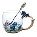 LANBOWO Émail Tasse à Thé Café Tasse 3D Rose Papillon Tasses en Verre Cadeau Mariage